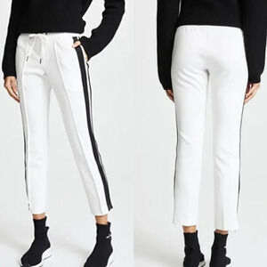 Pam & Gela Exposed Seam Striped Ankle Track Pants White Women's Size P/US 0–2